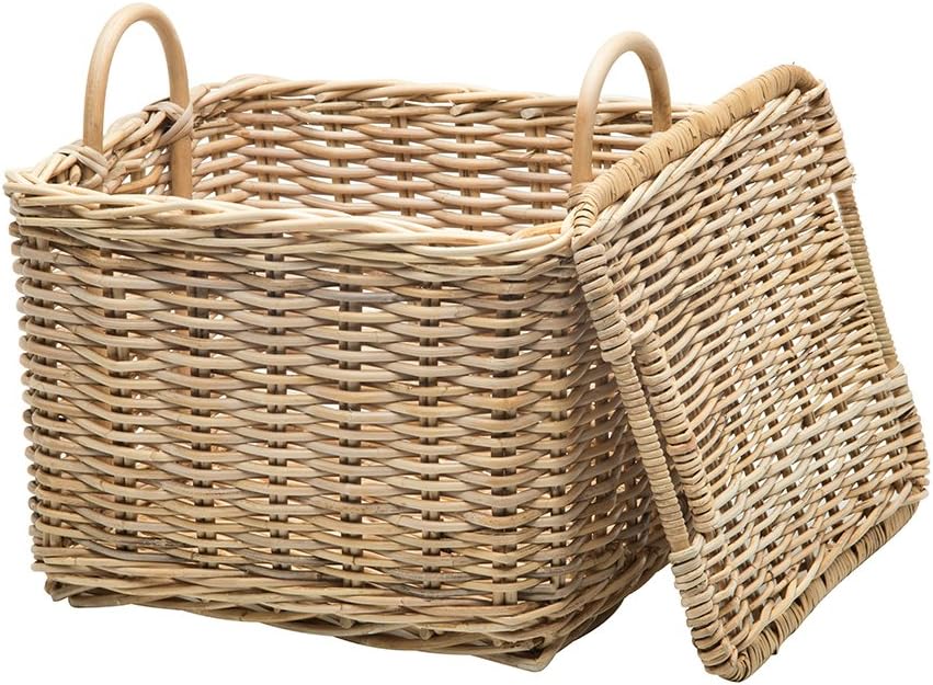 Cesta ratán rectangular con tapa organiz. hogar