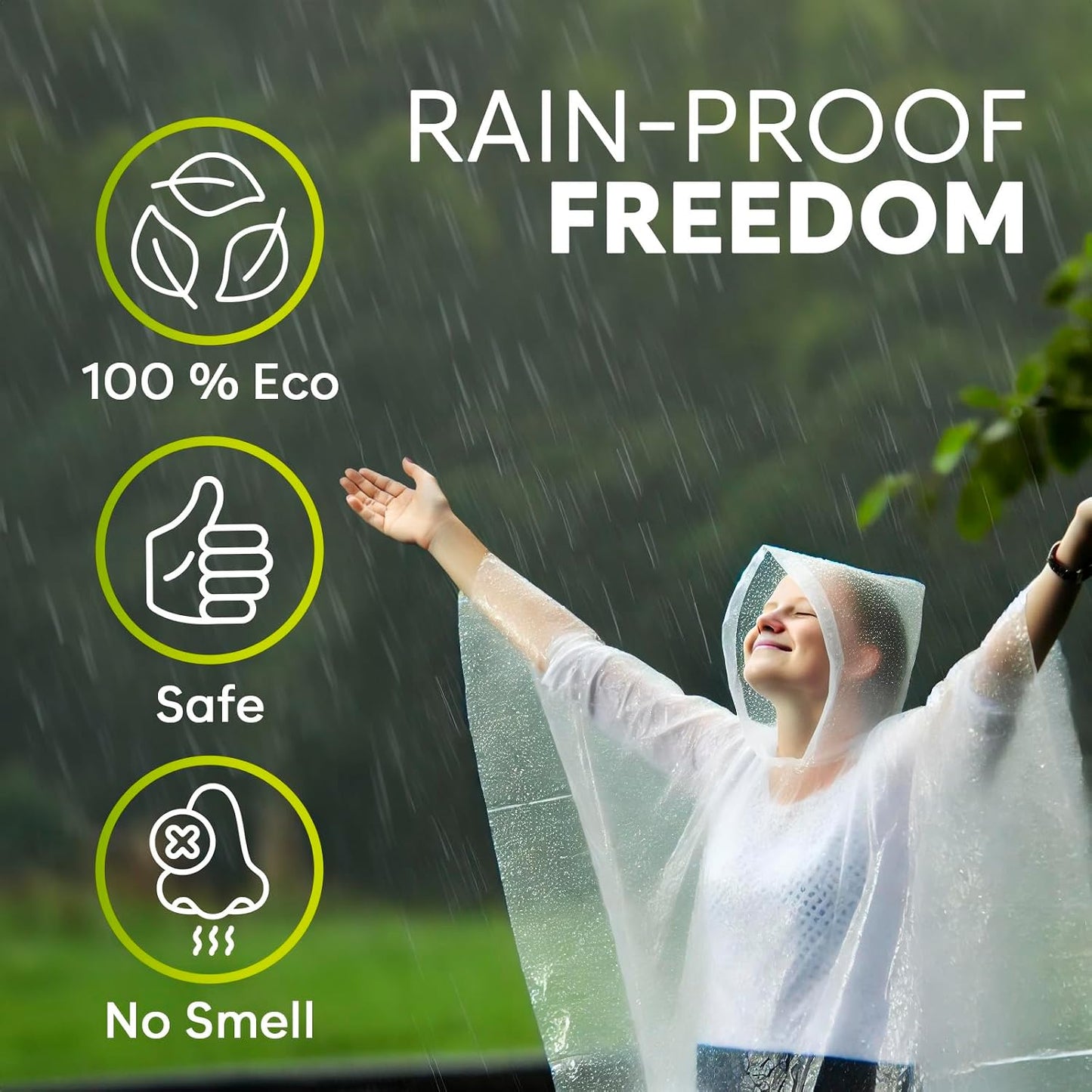 Poncho de lluvia transparente para adultos con capucha