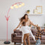 Lámpara pie flor rosa sala estar 5 LED G9 interruptor
