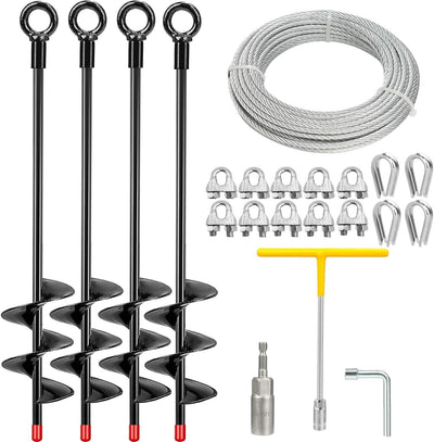Kit 4 anclajes tierra 18" resistentes viento 32.8ft