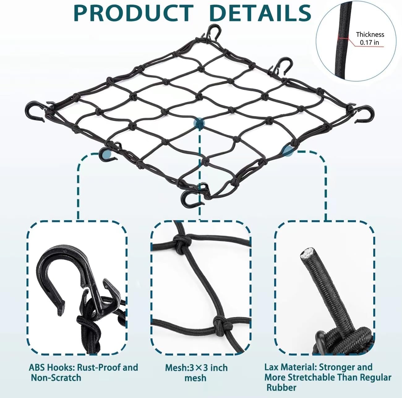 Redes carga bicicleta 15.7x15.7" 6 ganchos elástica