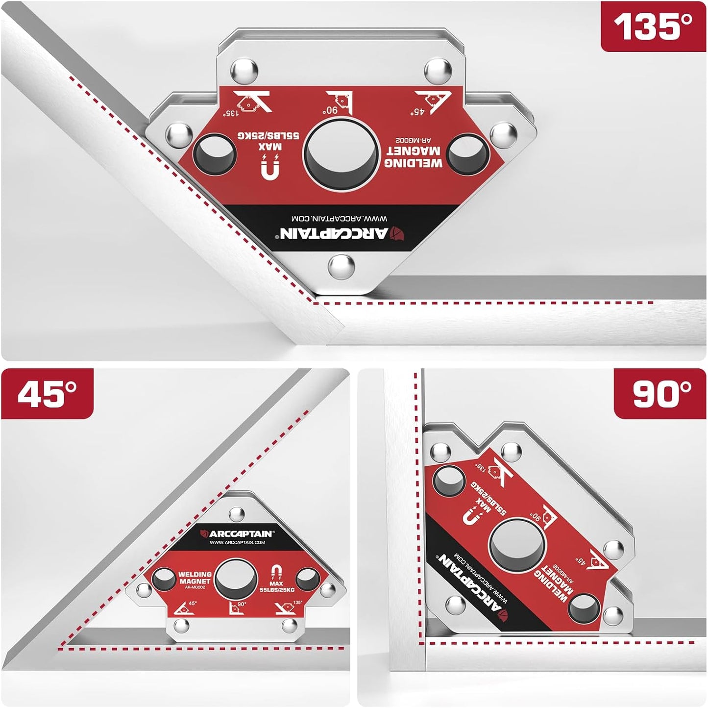 Juego 4 imanes soldadura 25-55LB soporte magnético alta potencia