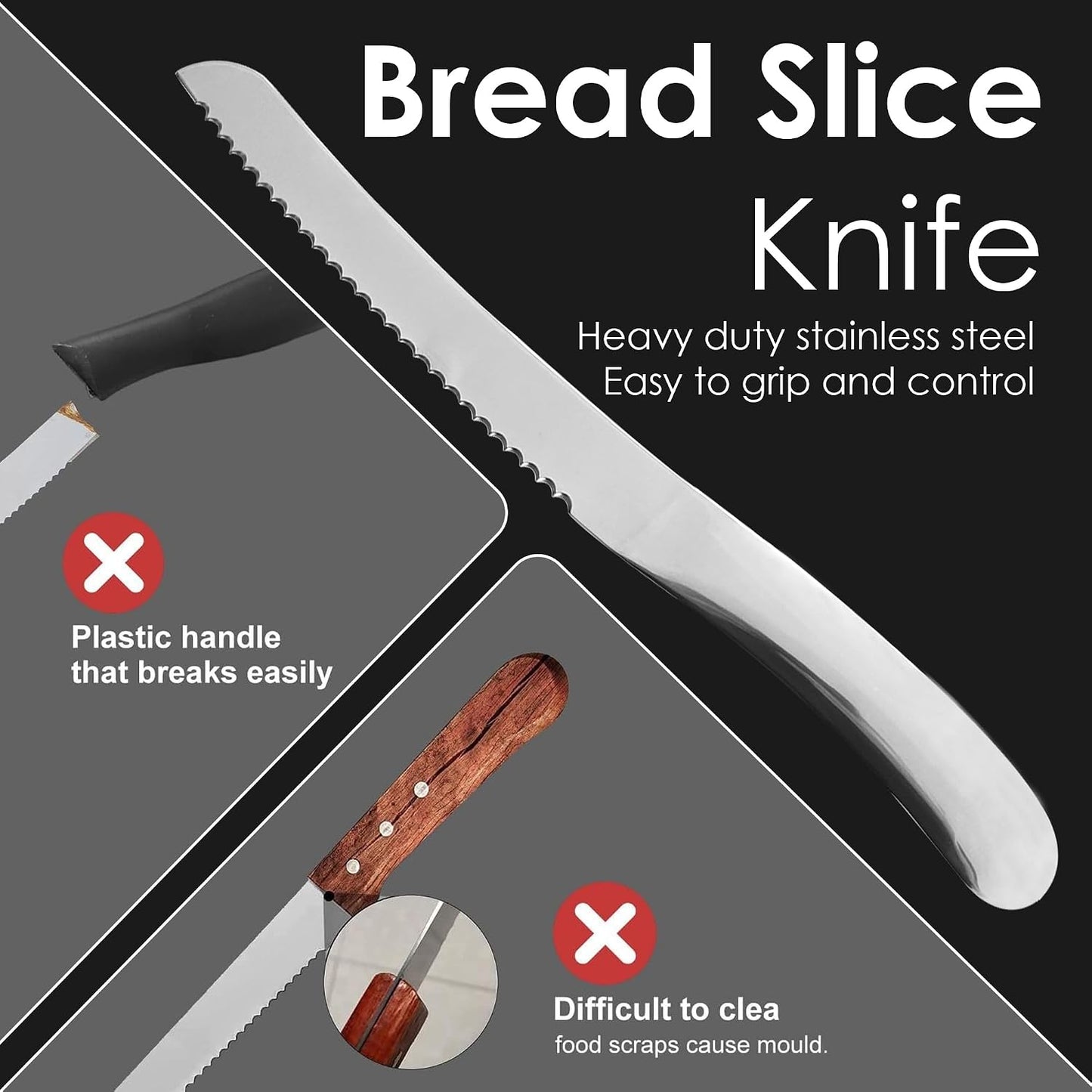 Cuchillo pan acero inox dentado para rebanadas