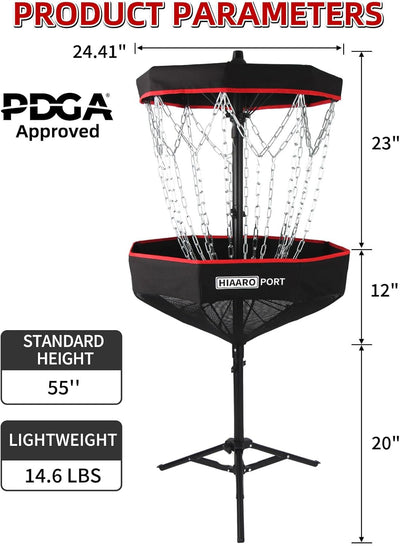 Cesta plegable para discos golf 16 cadenas resistentes