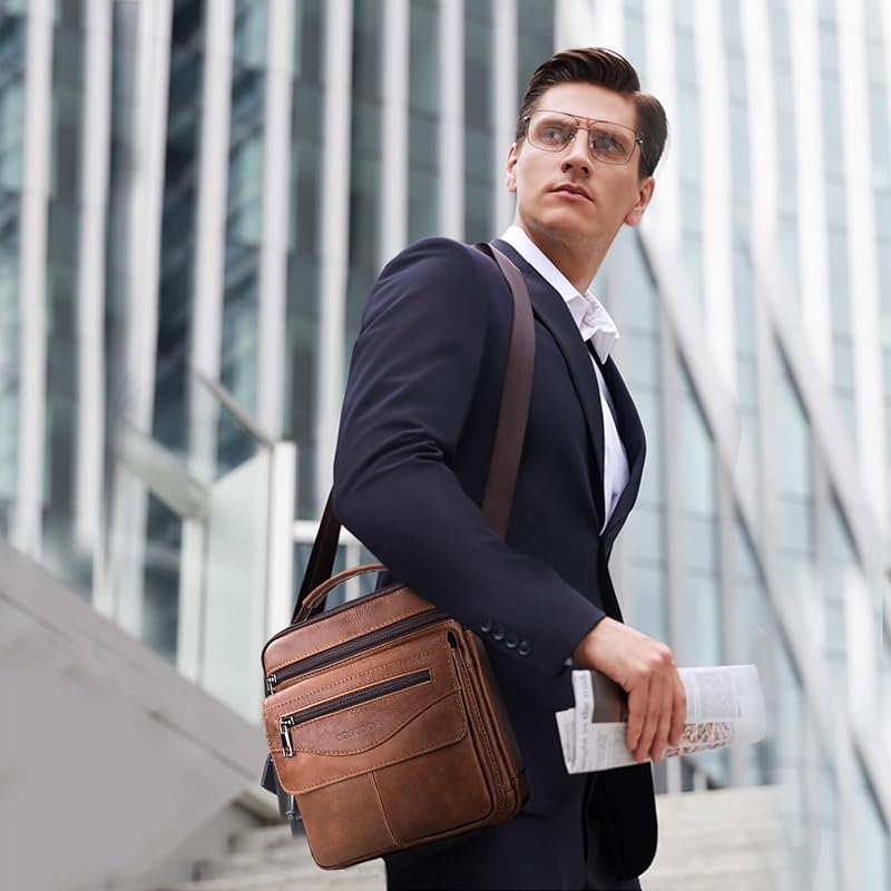Bolso bandolera cuero para hombre viaje