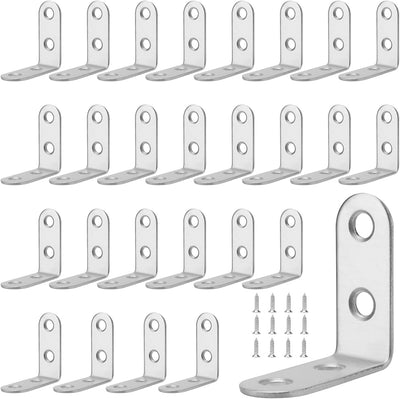 100 Soportes Esquina Acero Inox 1.57x1.57" para Muebles