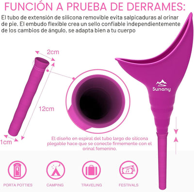 Orinal femenino reutiliz. de silicona para orinar de pie