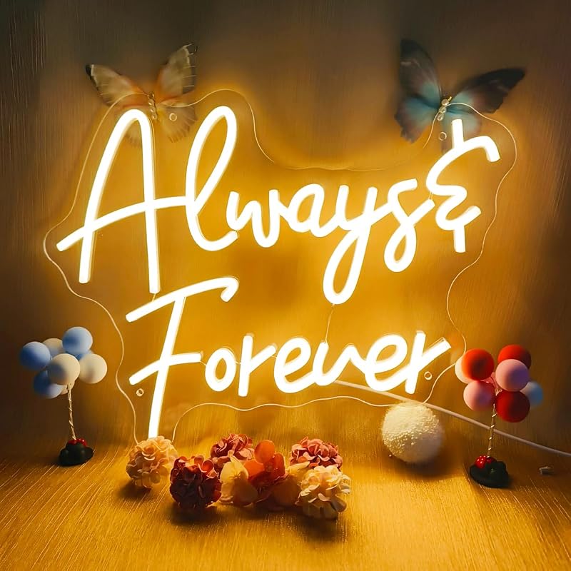 Letrero LED Always Forever 16x12" blanco cálido USB