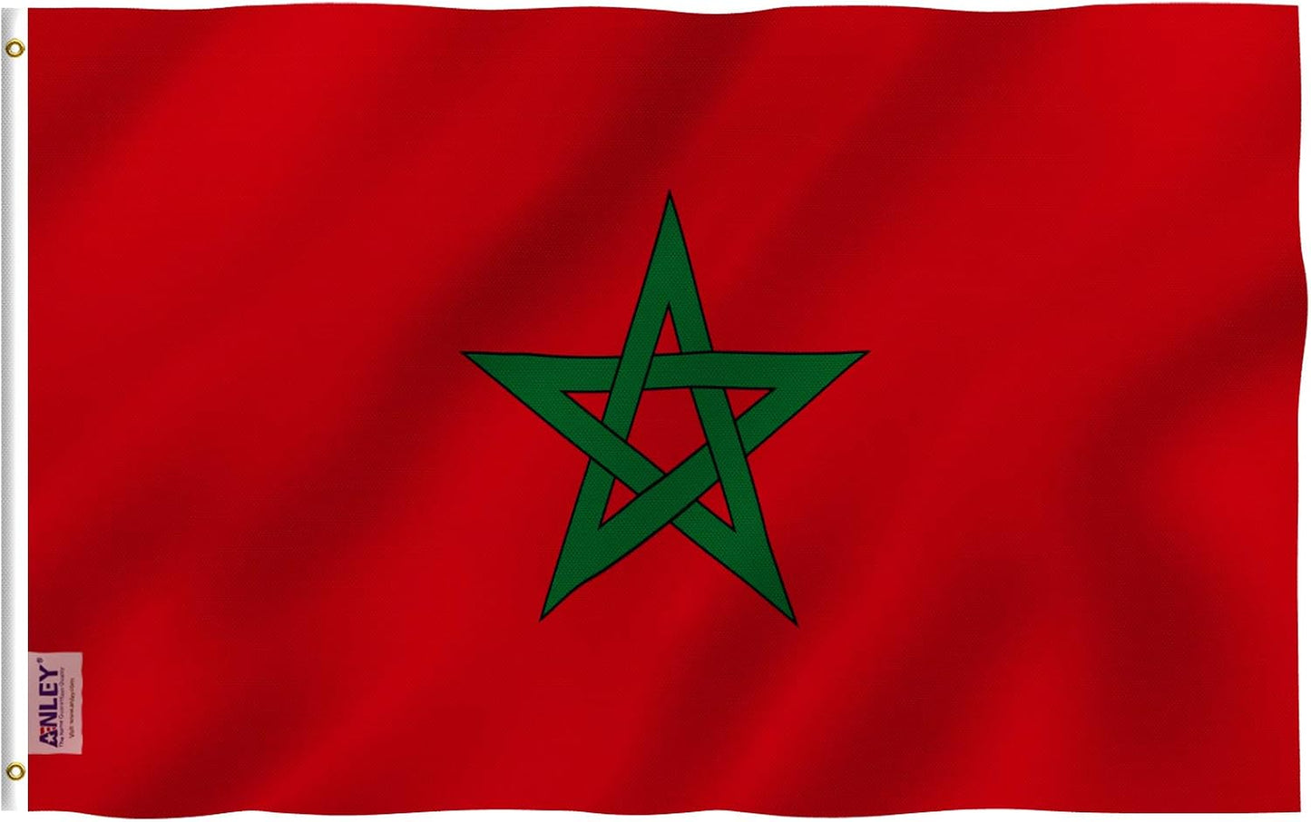 Bandera Marruecos 3x5ft poliéster doble costura ojales latón