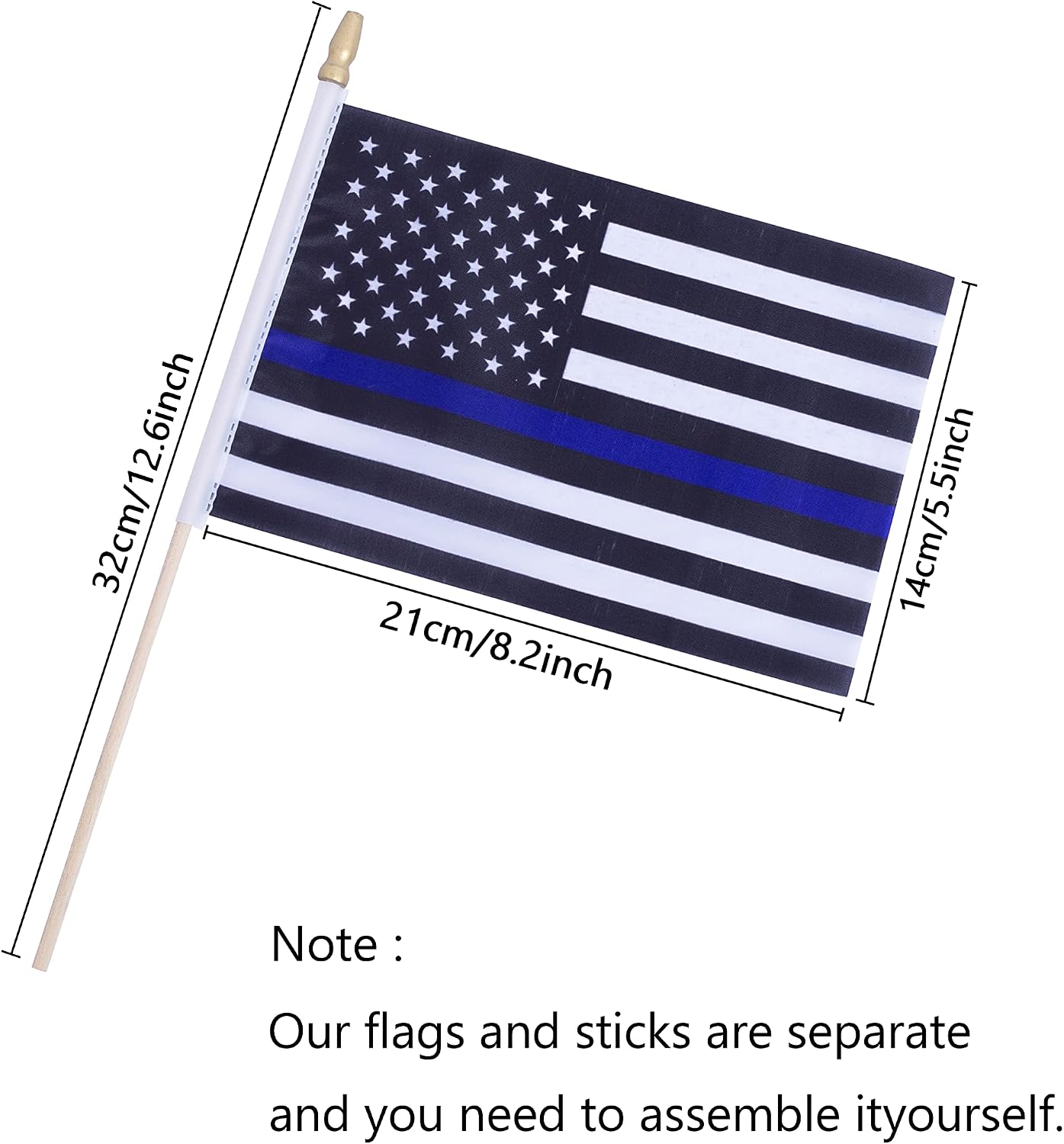 Bandera policía azul fina 5x8 pulg 12 pzas