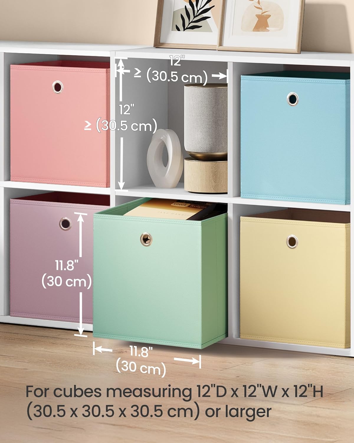6 Pzas Cubos Almacenamiento 11.8x11.8" Arcoíris Plegables