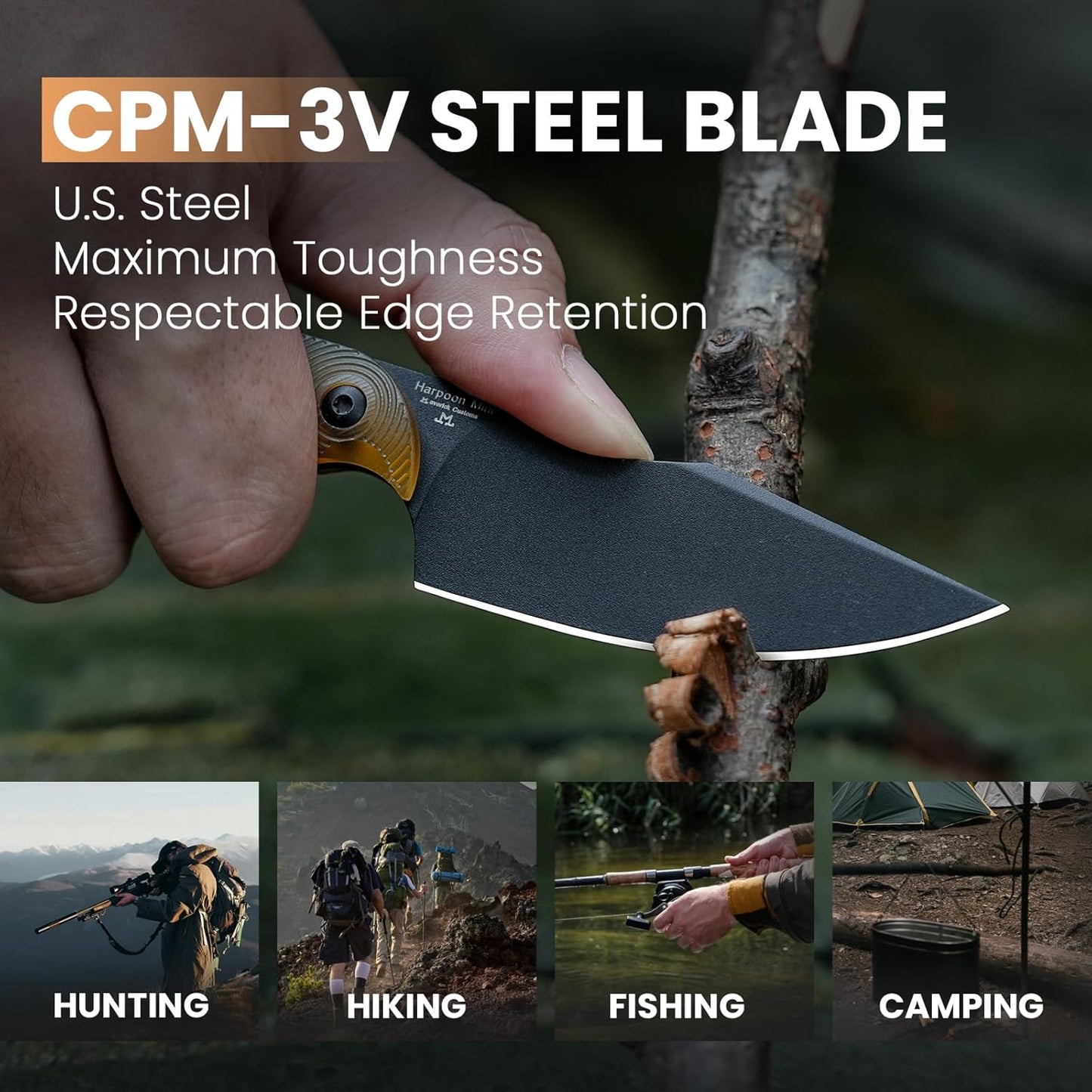 Cuchillo Harpoon Mini acero 3V mango PEI EDC camping