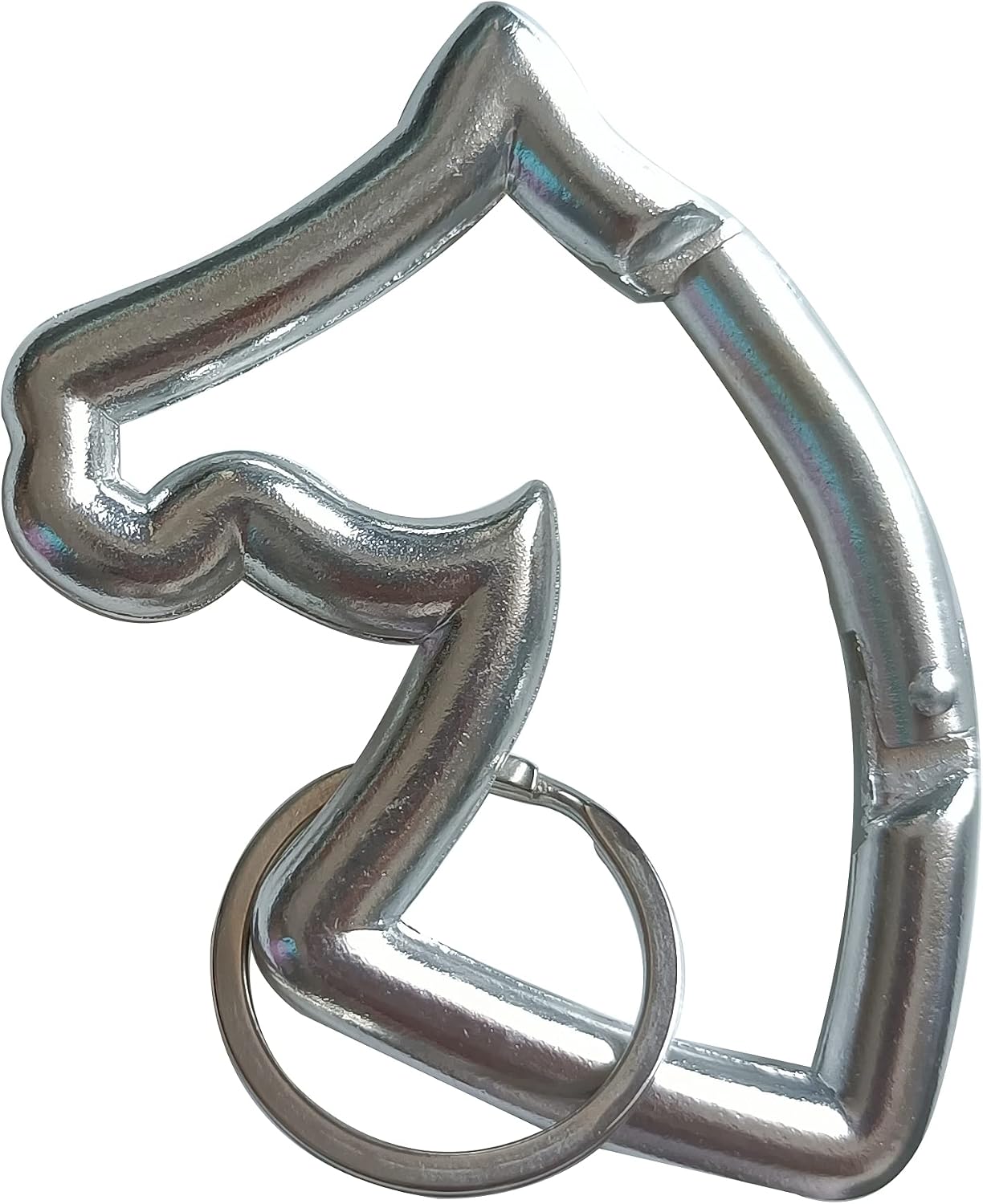 Llavero aluminio forma caballo para acampar senderismo plateado