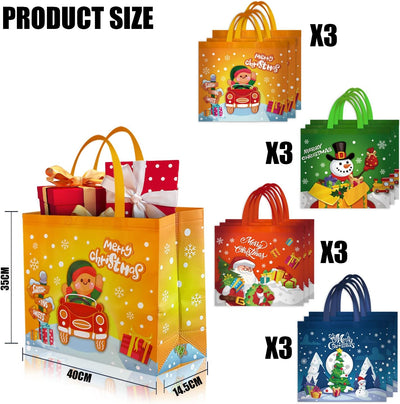12 bolsas regalo navidad reutilizables gran tamaño con asa