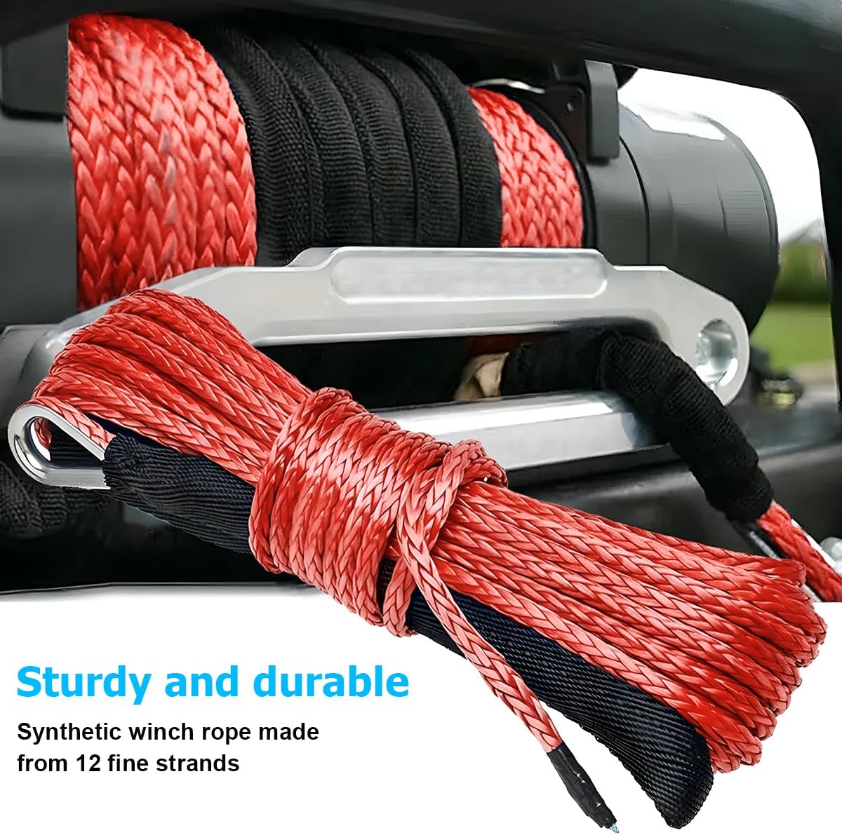 Kit cuerda sintética cabrestante 0.19pulg x49ft 10000lb con funda