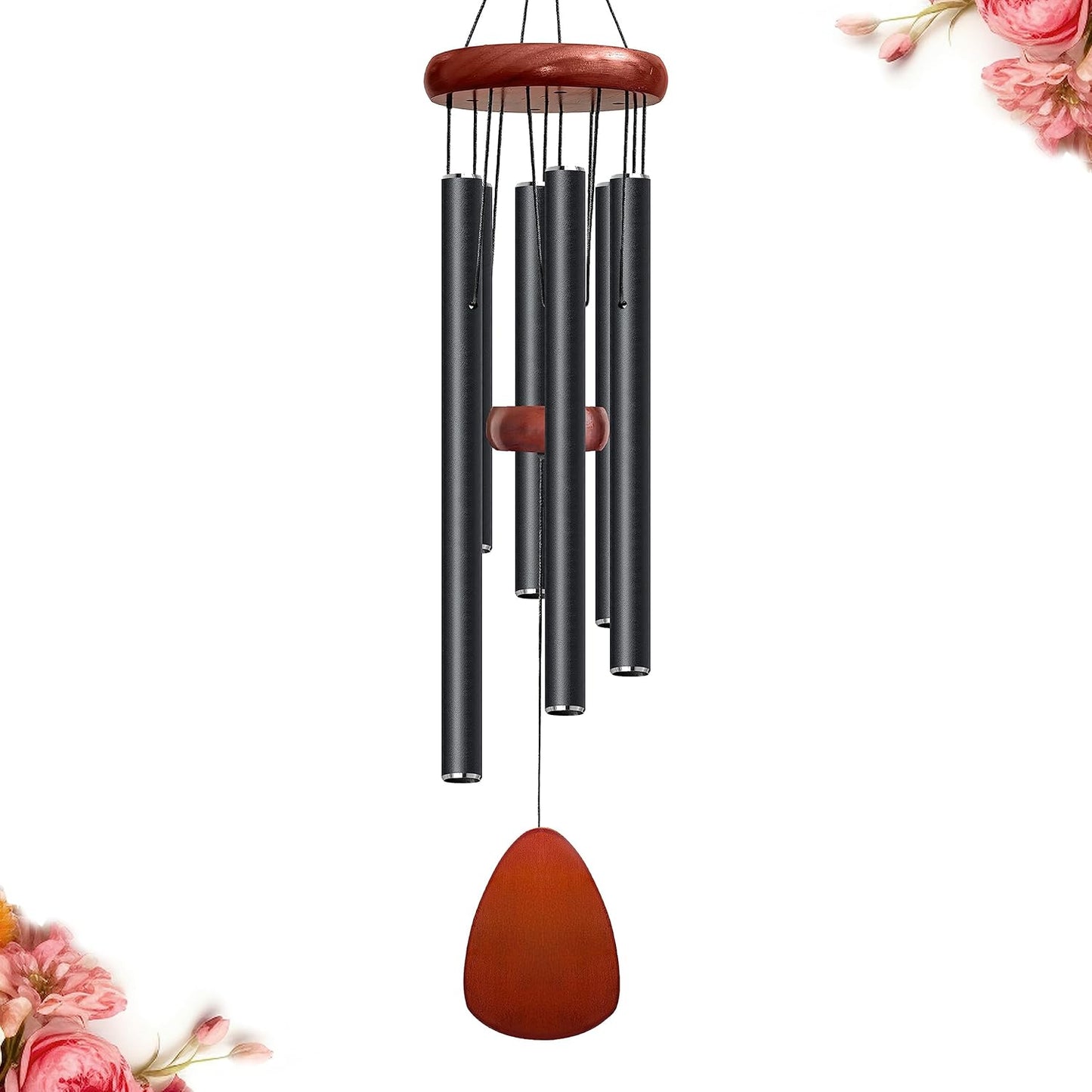 Campanilla viento 28pulg metal decorativa exterior negro
