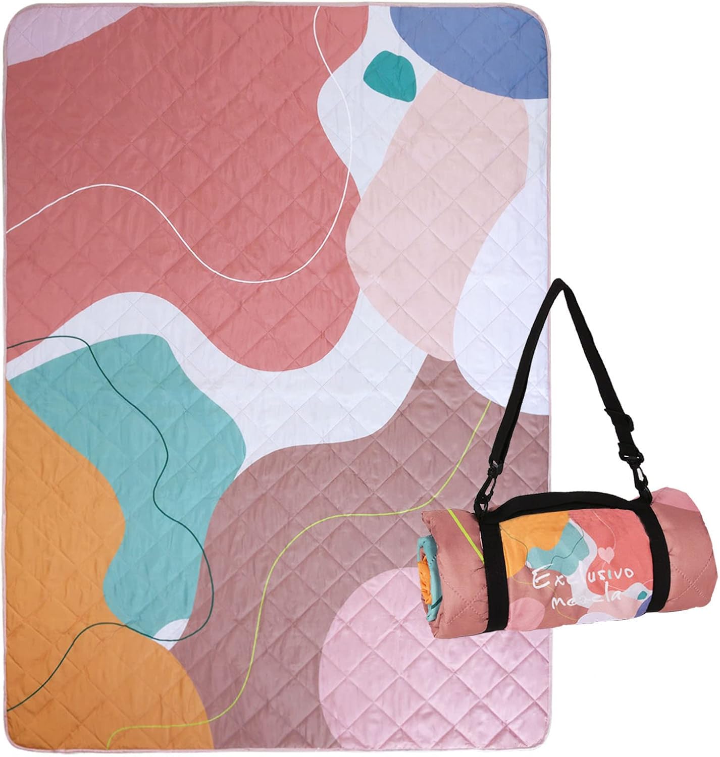 Manta picnic impermeable 60x80pulg poliéster floral multicolor