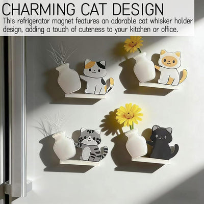 4 Pzas Soporte Bigotes Gato Imán 3D Decorativo Hogar Oficina