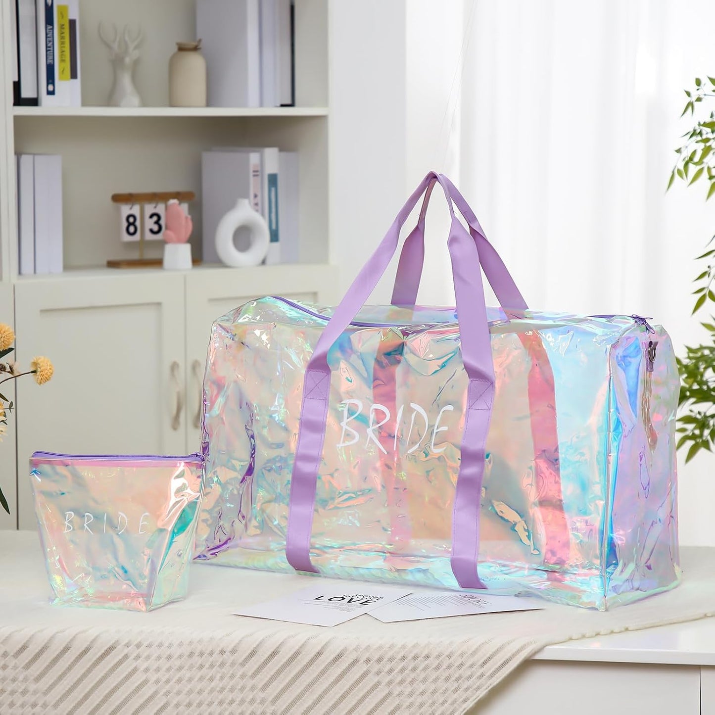 2 Bolsas Viaje Novia 23.6x7.9x13.8pulg Iridiscente
