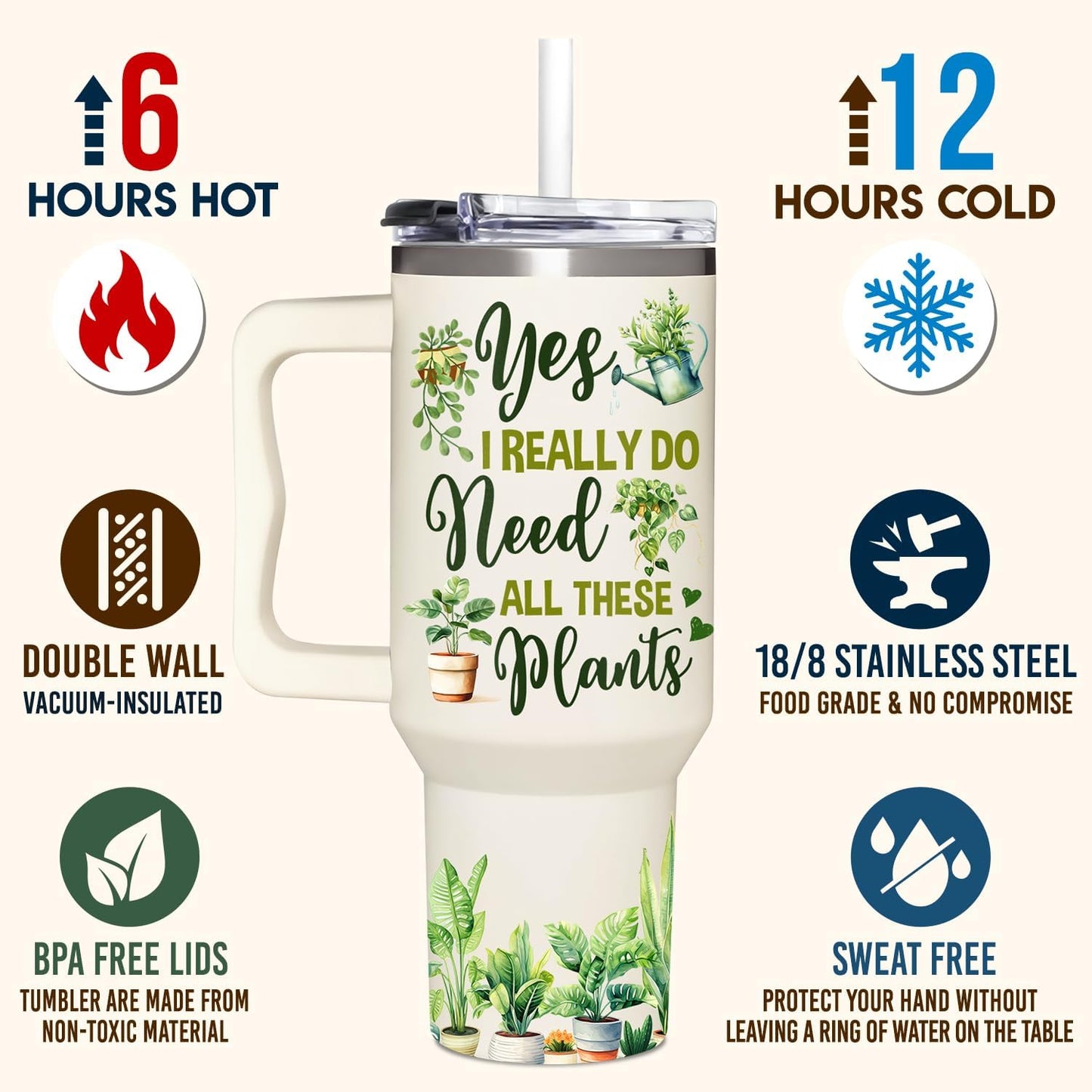 Vaso 40oz Regalo Jardinera Mujer Navidad Cumpleaños
