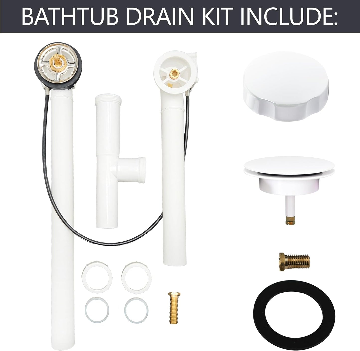 Kit molduras drenaje baño 27pulg perilla giratoria