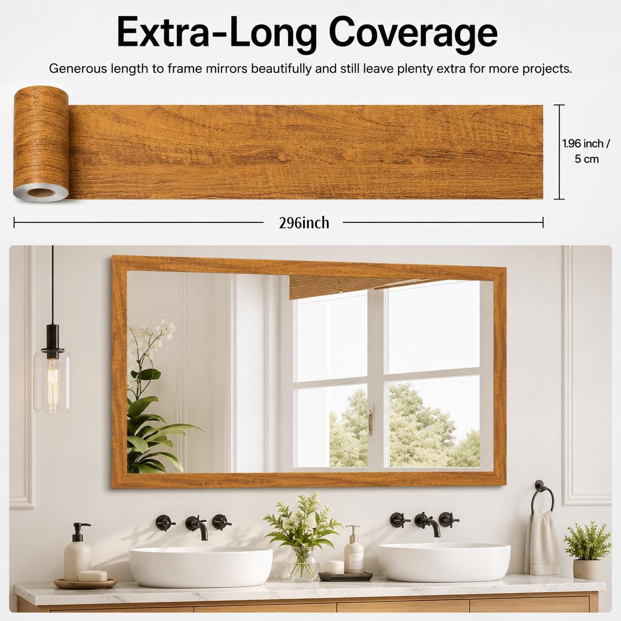 Papel tapiz madera marrón borde espejo autoadhesivo impermeable