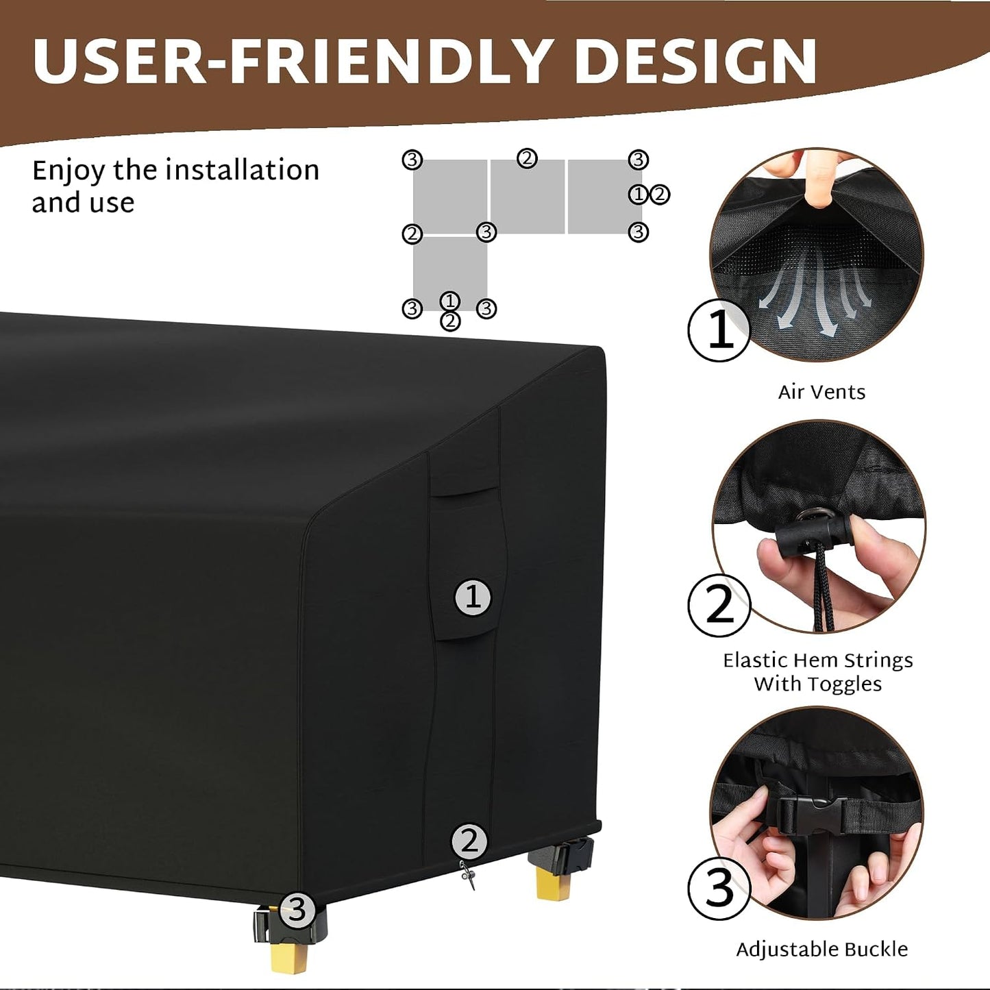 Funda jardín para sofá L 83x104pulg impermeable 600d