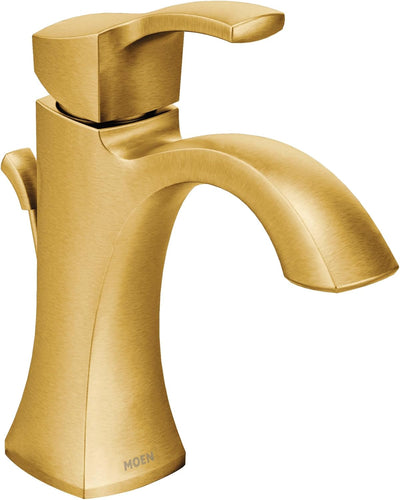 Grifo baño arco alto una manija oro cepillado kit drenaje