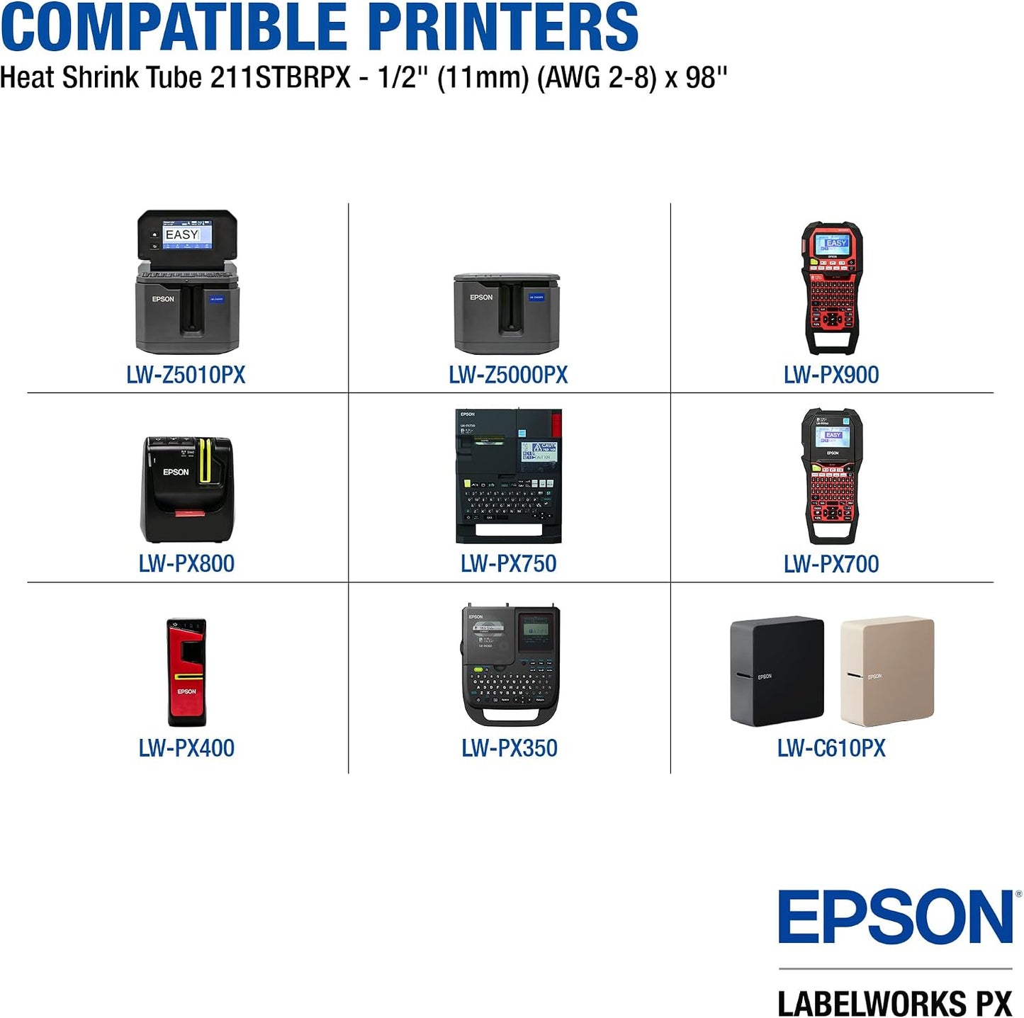 Tubo retráctil Epson 1/2pulg negro sobre rojo 96pulg