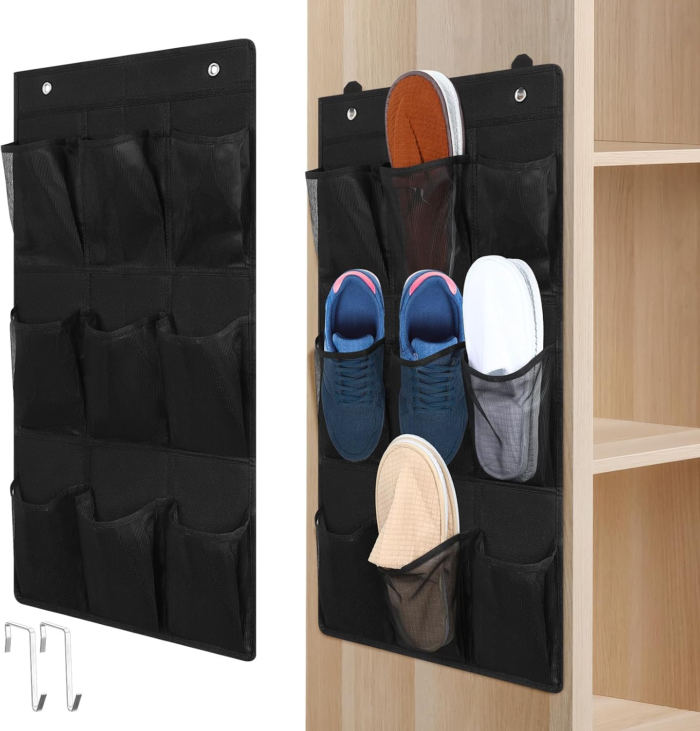 Organiz. zapatos 2 pzas 18 bolsillos para pared baño