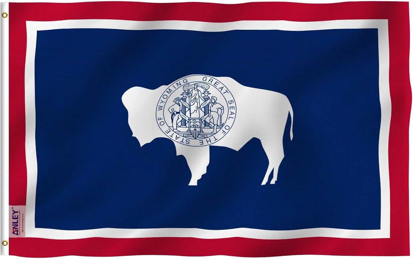 Bandera Wyoming 3x5ft poliéster doble costura ojales latón