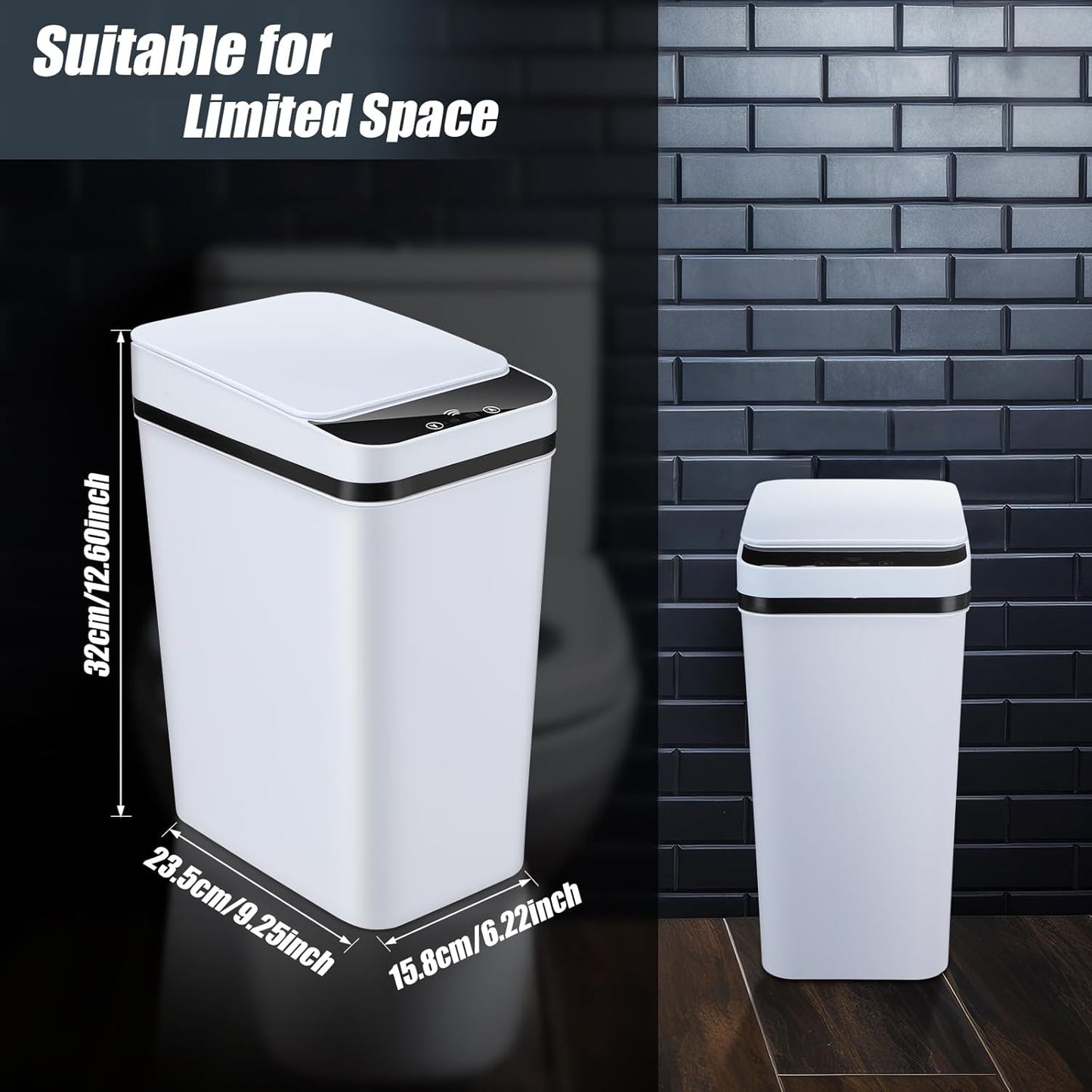 3 Cubos Basura Automáticos Sensor Movimiento 3gal Blanco