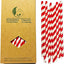 Pajitas papel rayas rojas y blancas 7.75pulg 100 pzas
