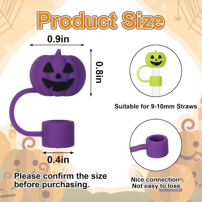 5 Fundas Paja Halloween Calabaza Grimace Silicona 30/40oz