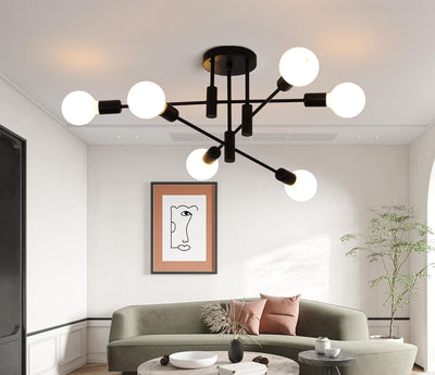 Lámpara techo Sputnik negra 6 luces cocina comedor