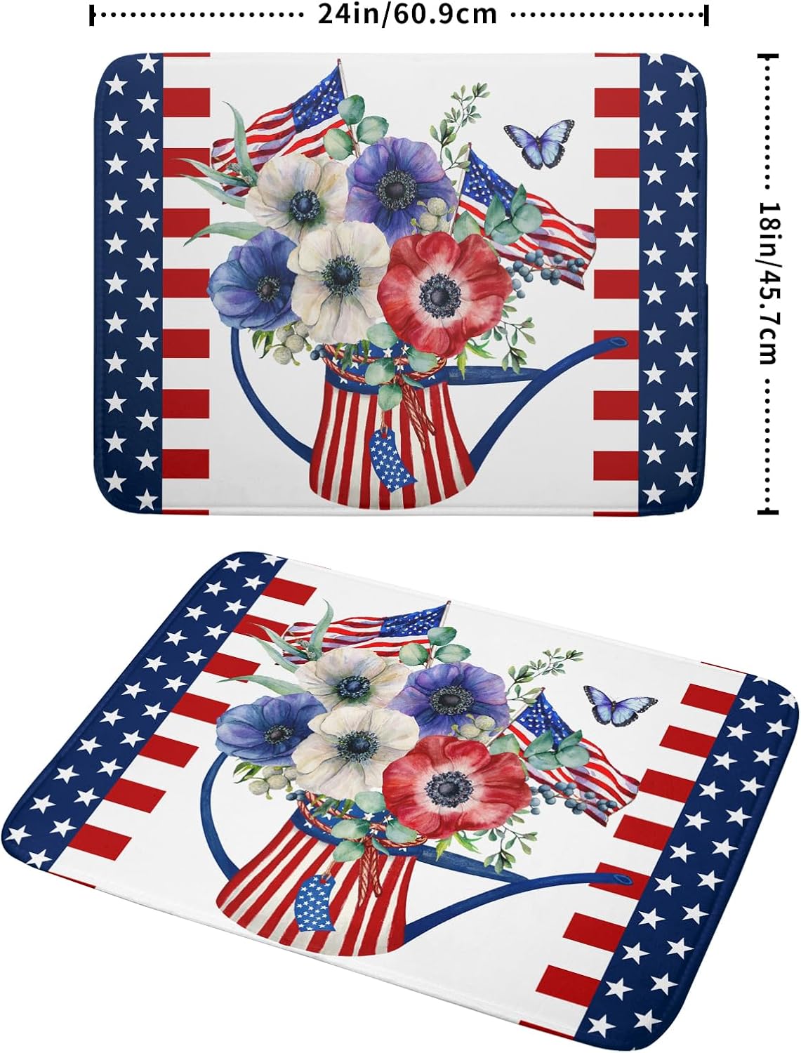 Tapete secado platos 18x24pulg diseño flores 4 de julio