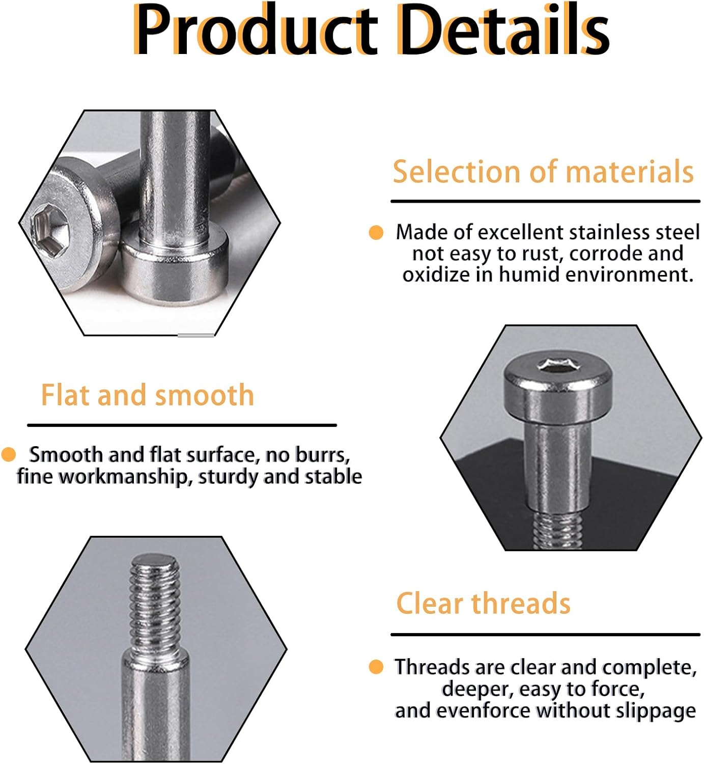 5 Pzas Pernos Hombro M6x16 Acero Inox Resistente Oxido