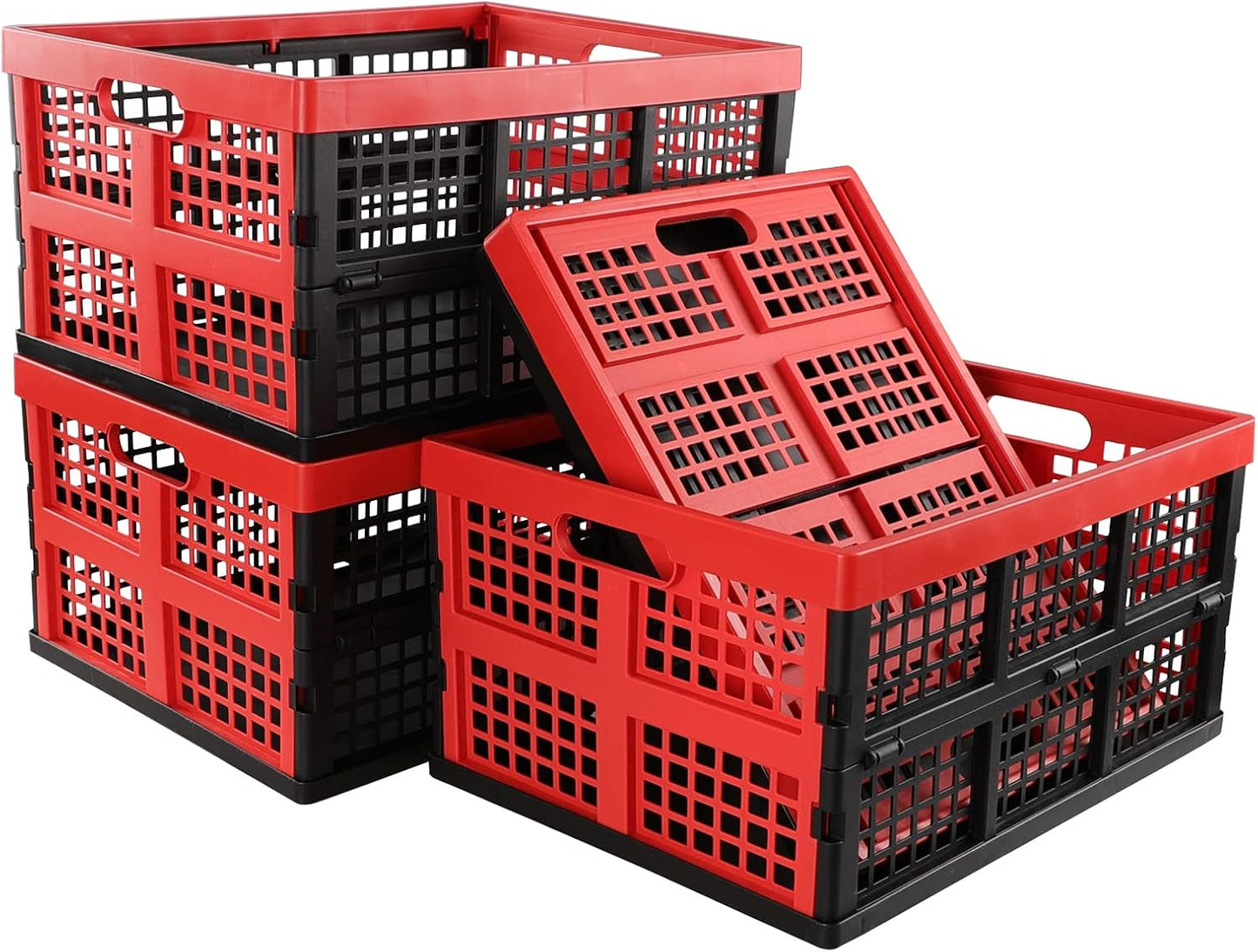 Caja plástico plegable 34qt apilable set 4