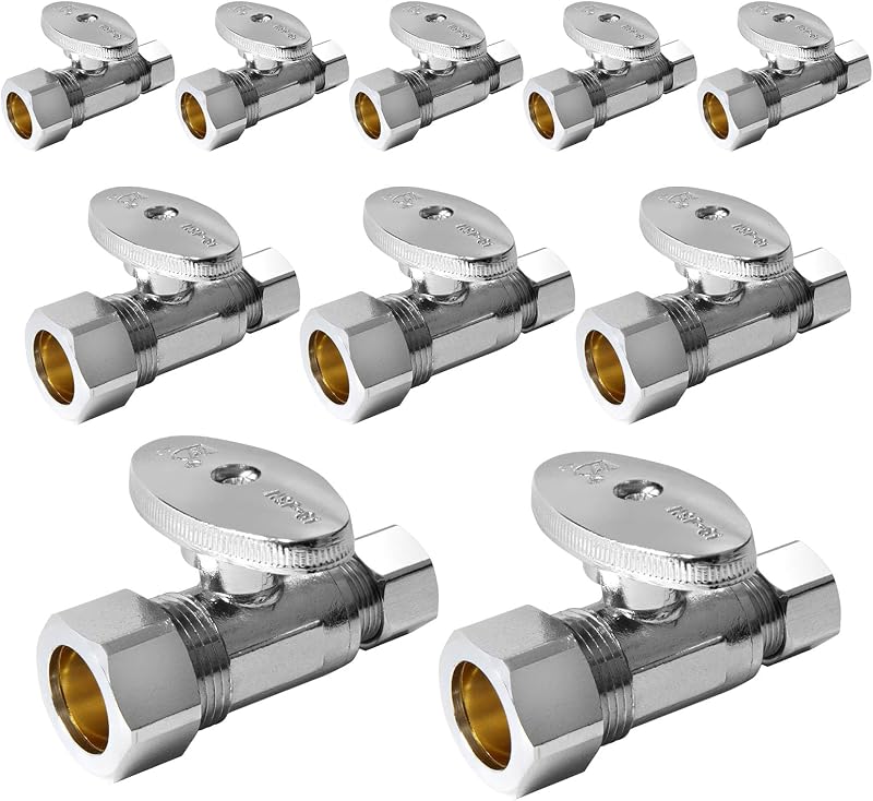 10 Válvulas freno recto 1/4 vuelta comp 1/2" latón cromado