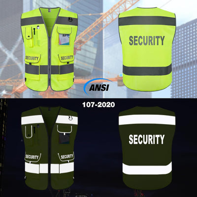 Chaleco seguridad reflectante 9 bolsillos visibilidad alta