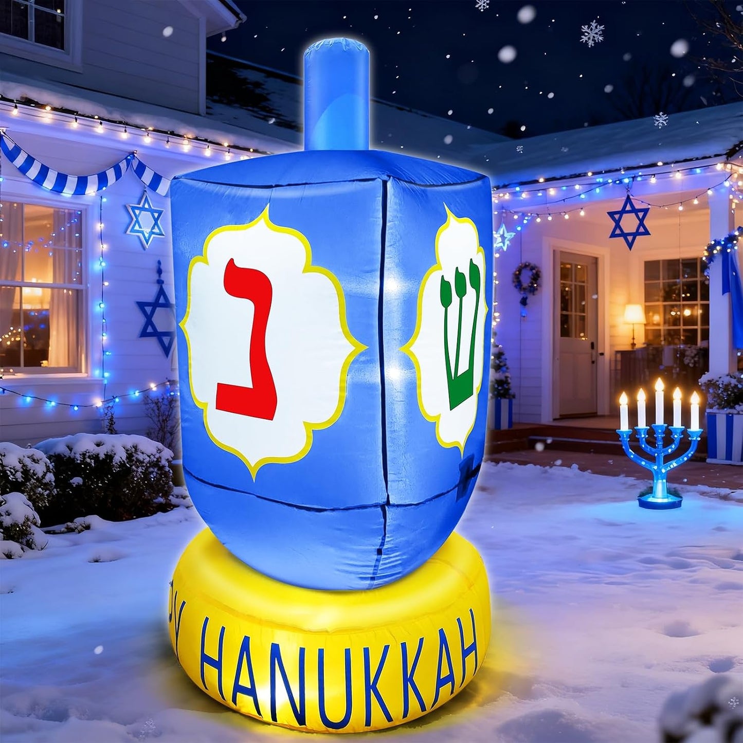 Decoración inflable Dreidel 1.2m con luces LED patio