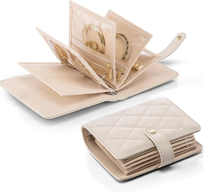 Estuche organizador joyas viaje con bolsa terciopelo cremallera
