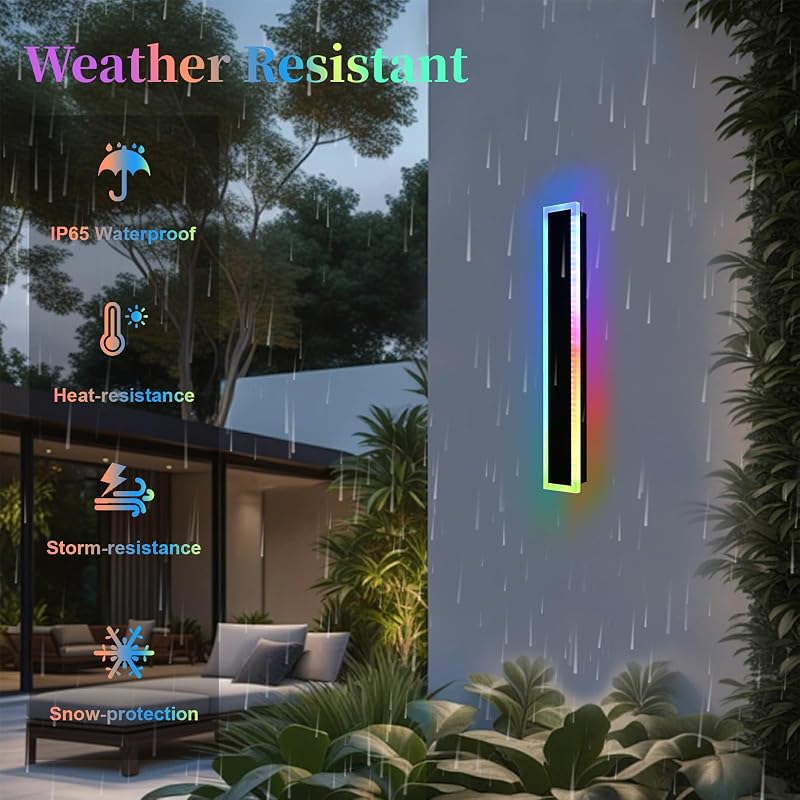2 Lámparas Pared LED RGB 32" Exteriores Control Remoto