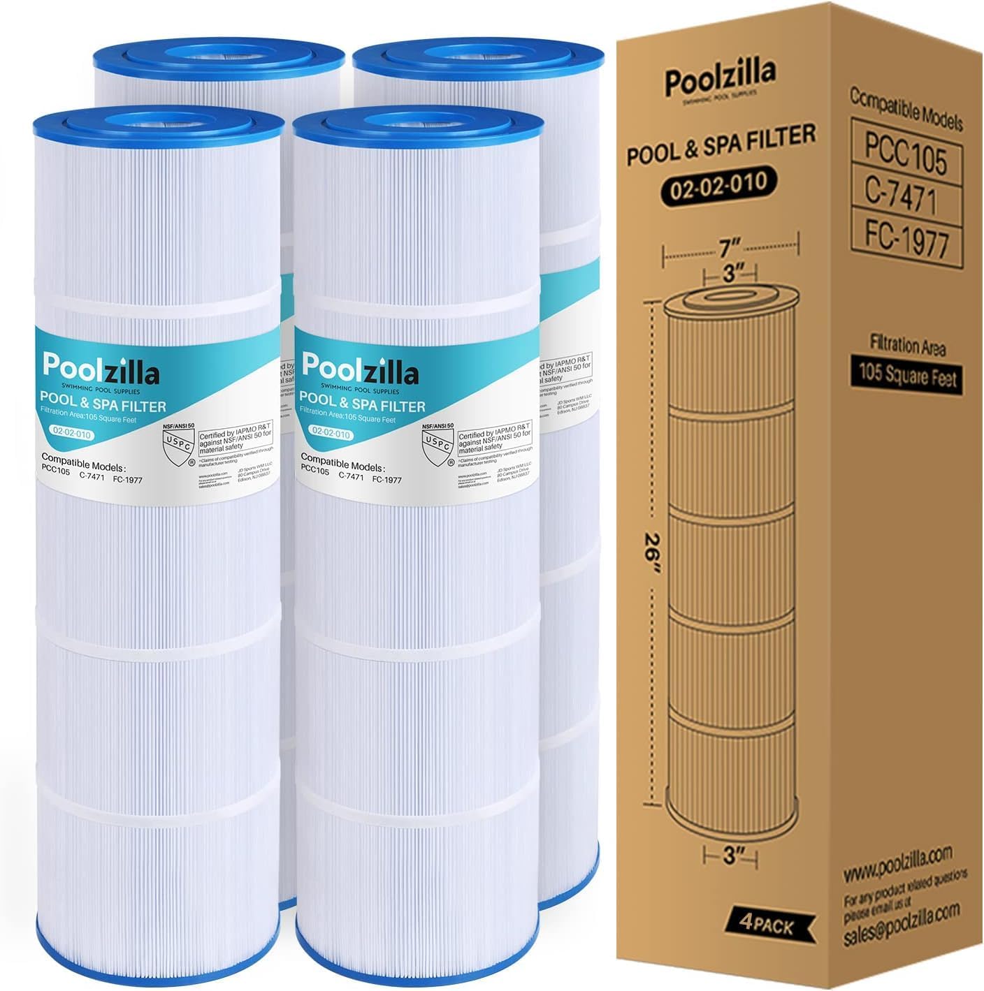 4 Cartuchos Filtro Piscina Repuesto PCC105 FC-1977