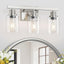 Lámpara baño 3 luces níquel vidrio transparente