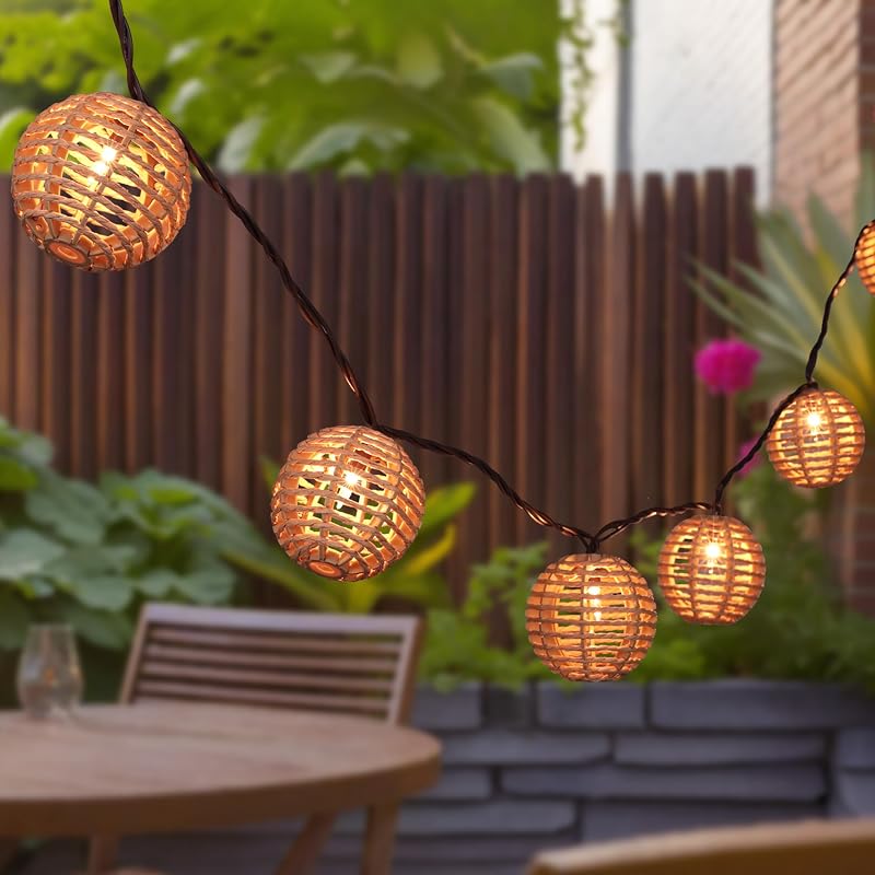 Guirnalda luces enchufables 10 bombillas globos ratán