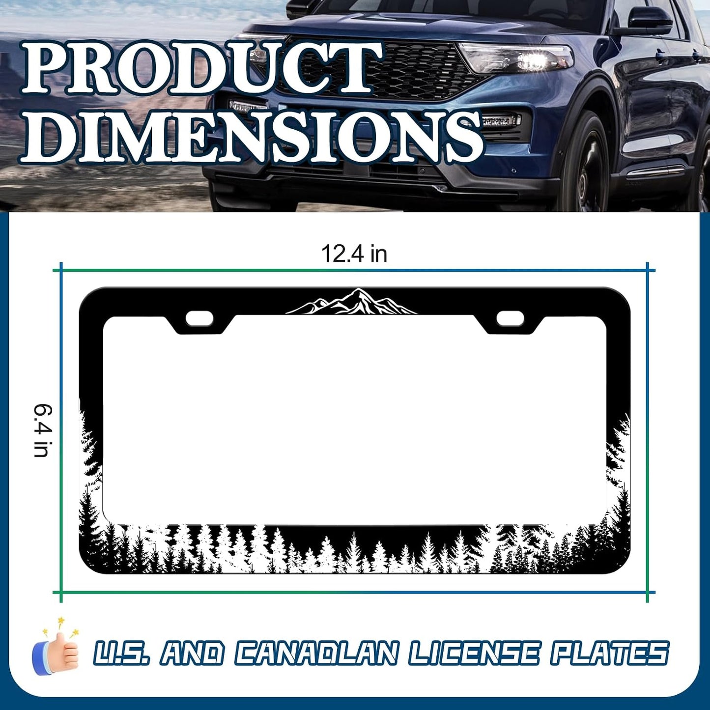 Marco placa matrícula 12x6" paisaje montañas resistente