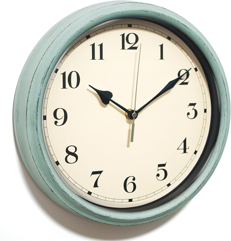Reloj pared vintage silencioso 11pulg batería azul