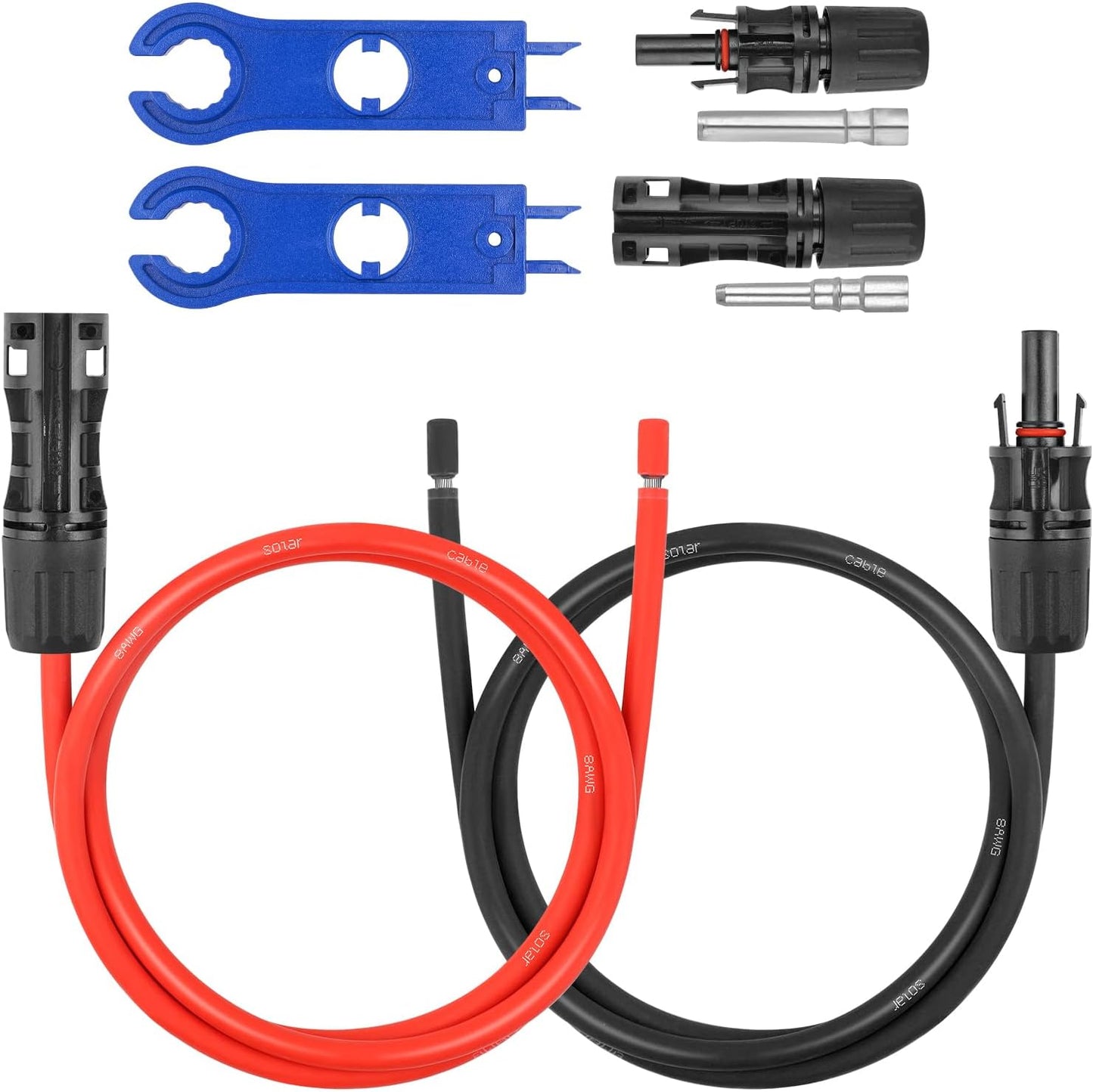 Cable PV 8AWG 3pies con conectores impermeables