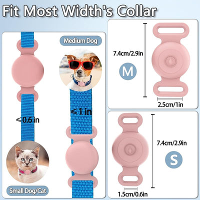 Soporte antipérdida AirTag collar perro silicona rosa/morado